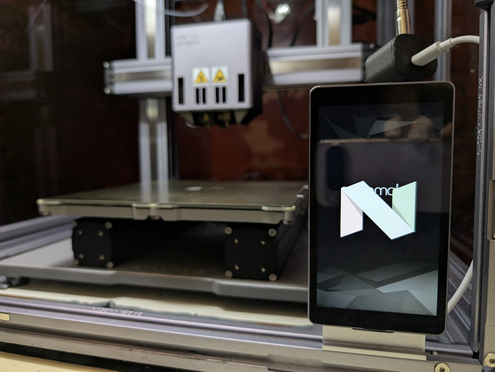 Snapmaker 2.0 touchscreen displaying the Android 7.1 easter egg